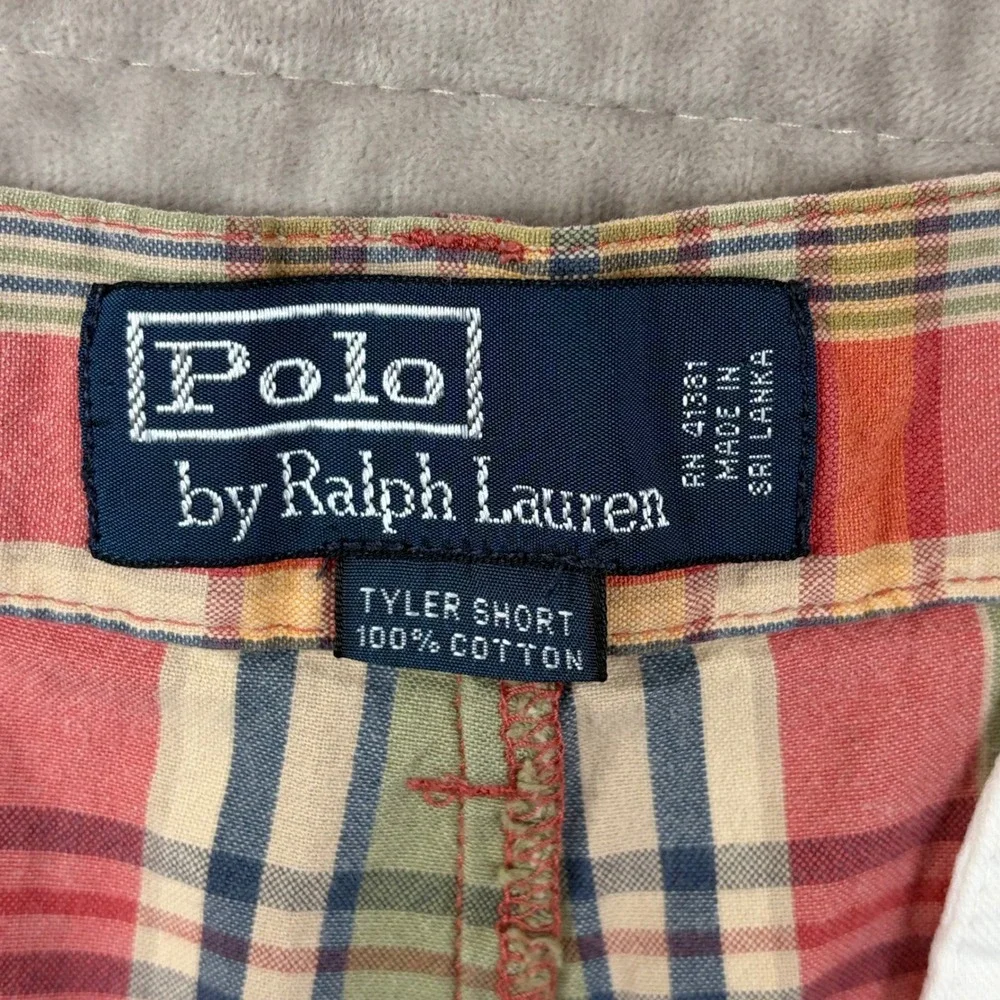 Polo‎ Ralph Lauren Tyler Short Mens 31 Plaid Pleated Cotton Multi Color Preppy